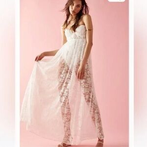 NWT For Love and Lemons white lace, maxi dress